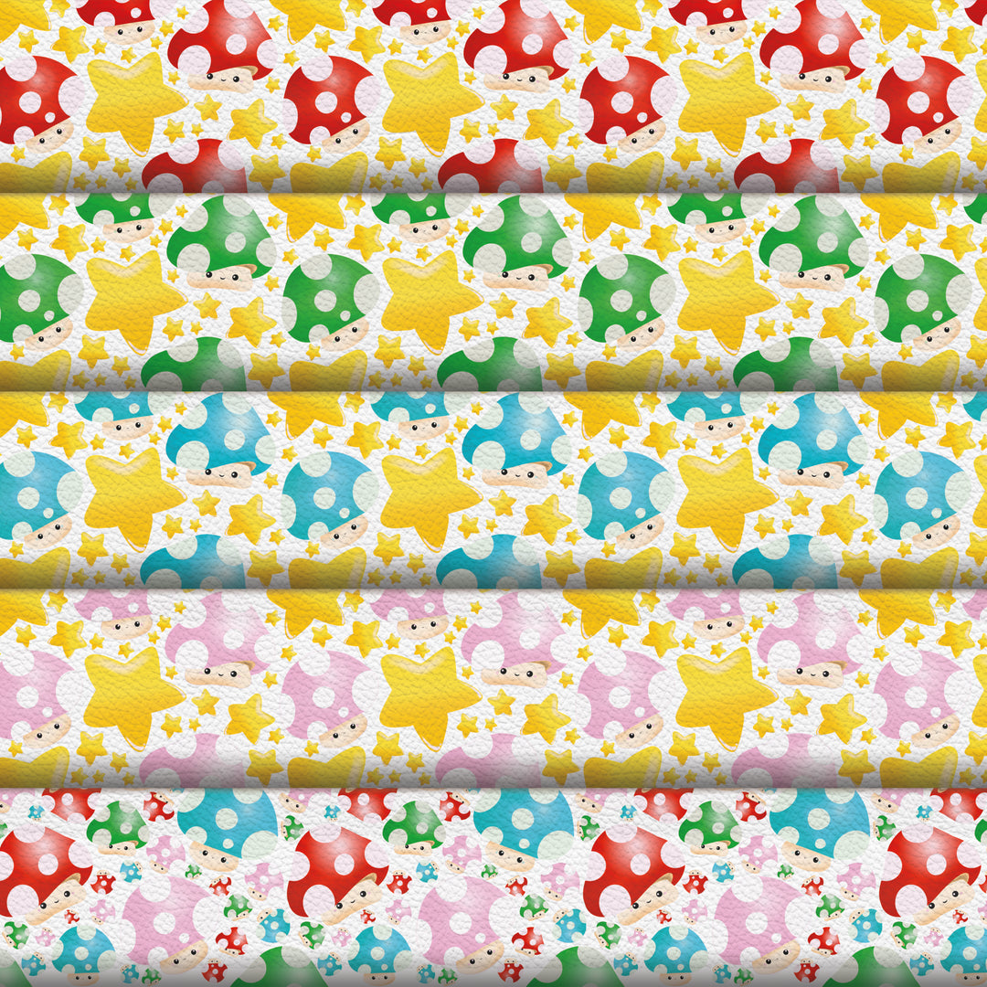 Mushroom - Toadstool - Pu Leather vinyl - canvas - choose Fabric material Sheets