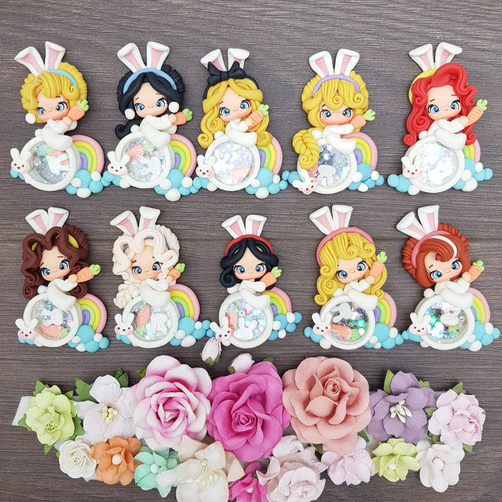 Princess bunny shaker set of 10 - Embellishment Clay Bow Centre