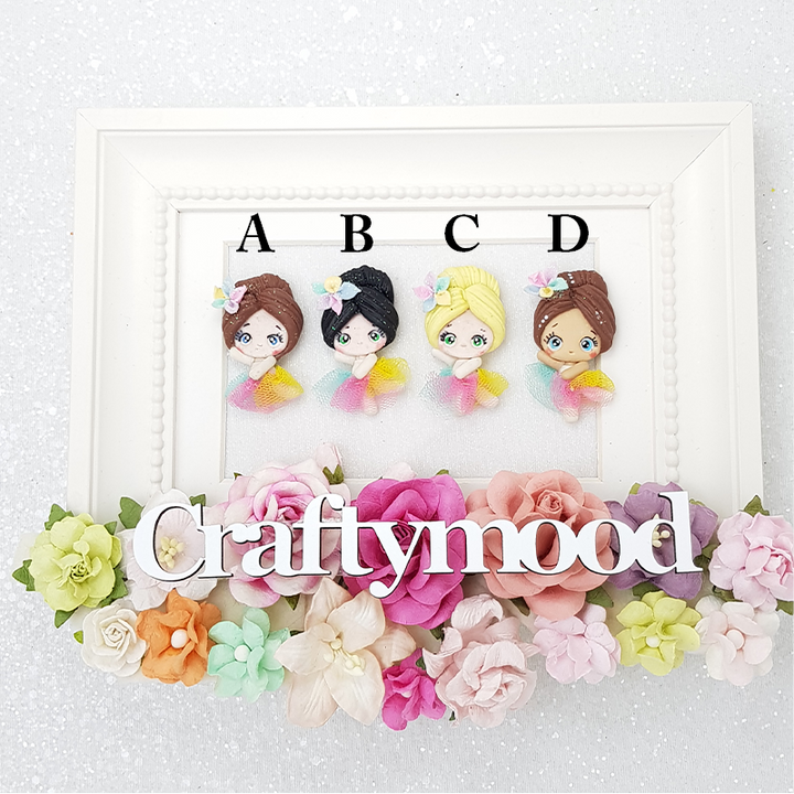 Rainbow tutu ballerina - Handmade Flatback Clay Bow Centre