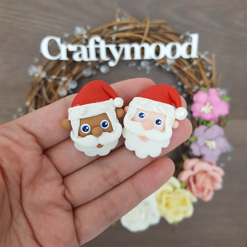 Santa head - Embellishment Clay Bow Centre