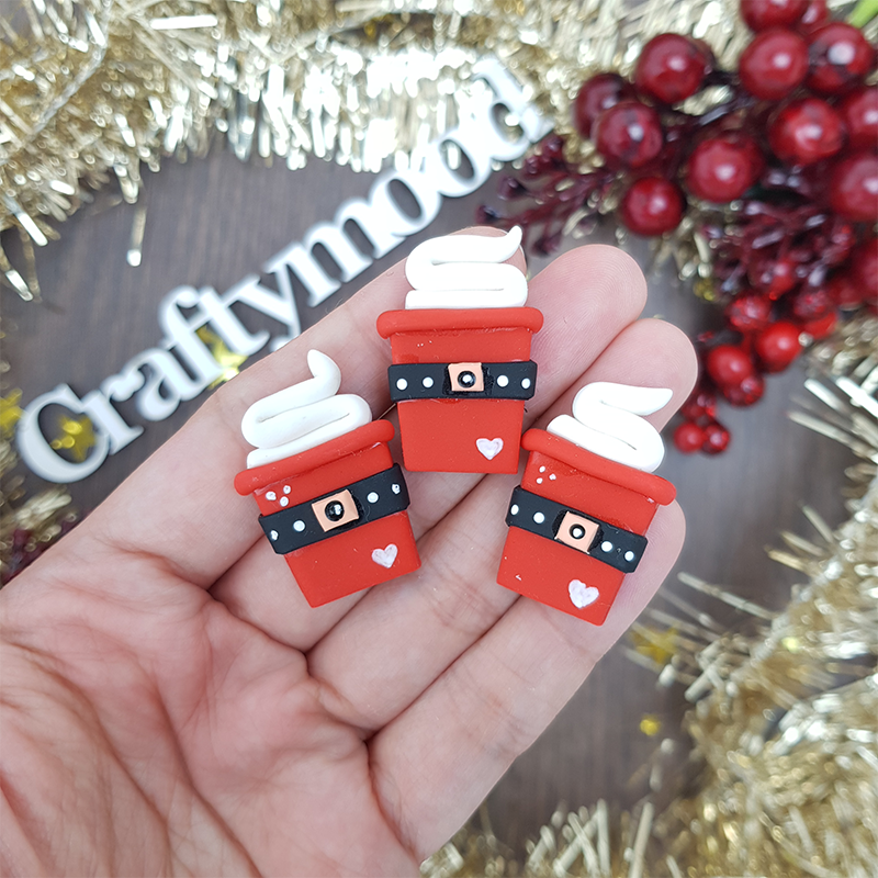 Santa latte - Handmade Flatback Clay Bow Centre