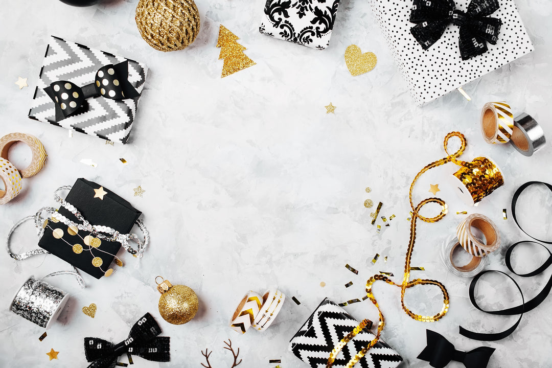 Black silver party new year birthday - photo table product backdrop