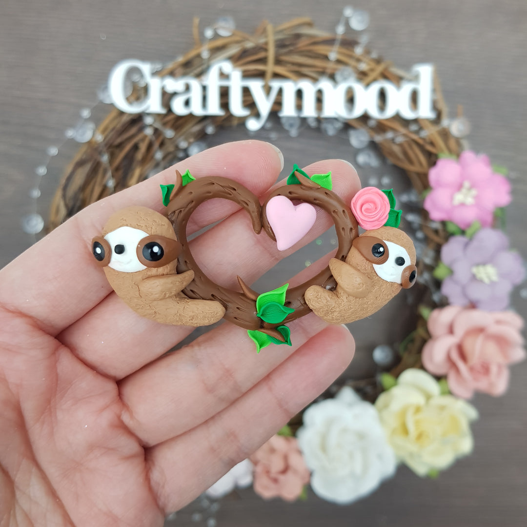 Sloth heart mom and me - Embellishment Clay Bow Centre