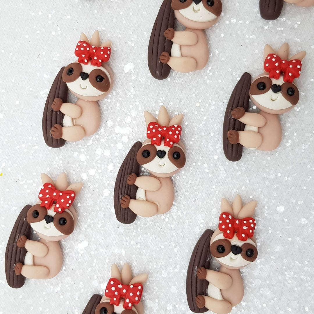 Adorable sloth - Embellishment Clay Bow Centre
