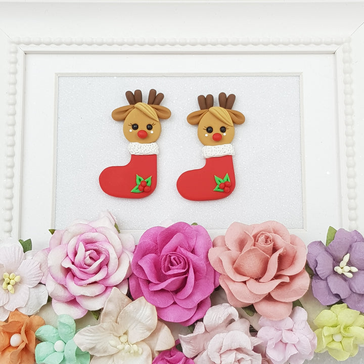 Deer in stocking - Embellishment Clay Bow Centre