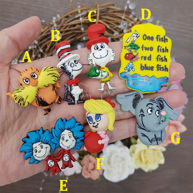 story book tales - Handmade Flatback Clay Bow Centre