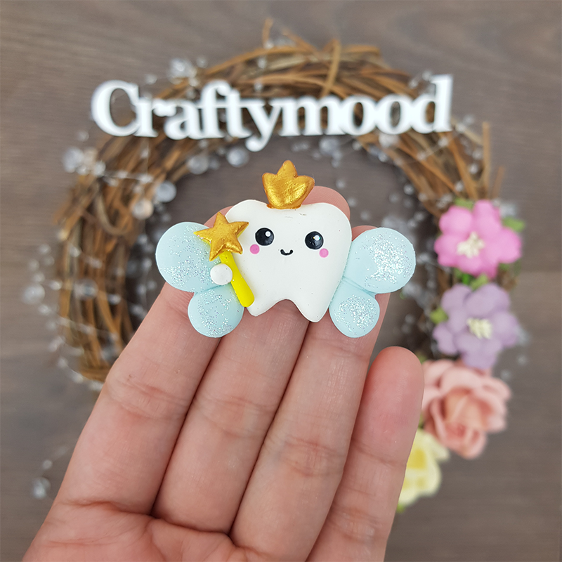 Tooth fairy - Embellishment Clay Bow Centre
