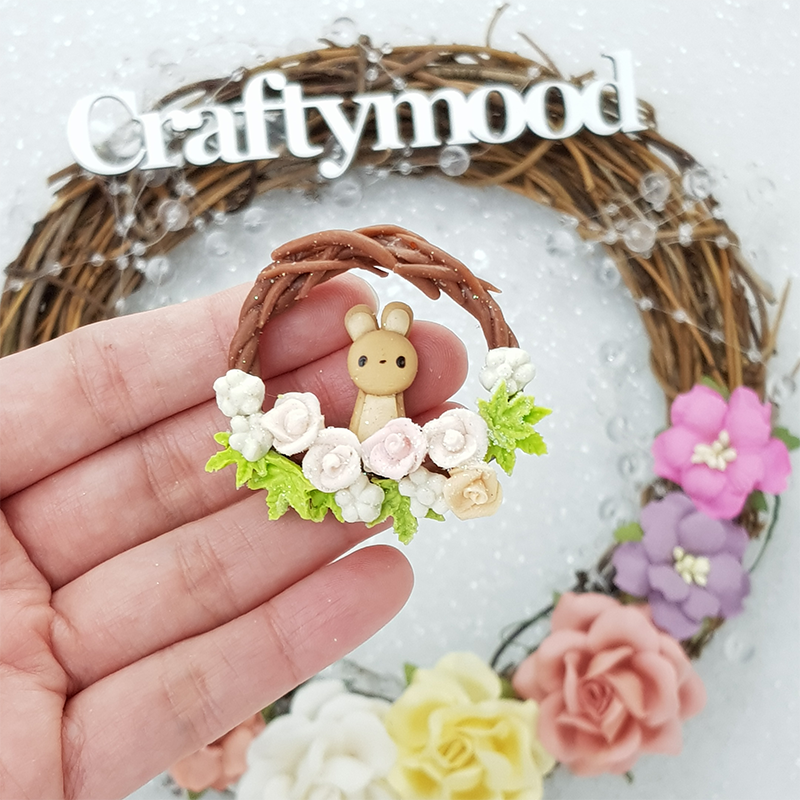 Wreath bunny - Embellishment Clay Bow Centre
