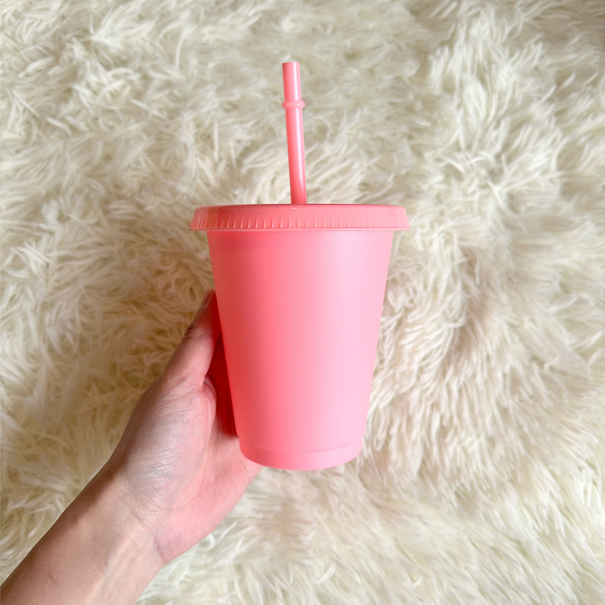 16oz Coral pink cold cup tumbler - 470ml