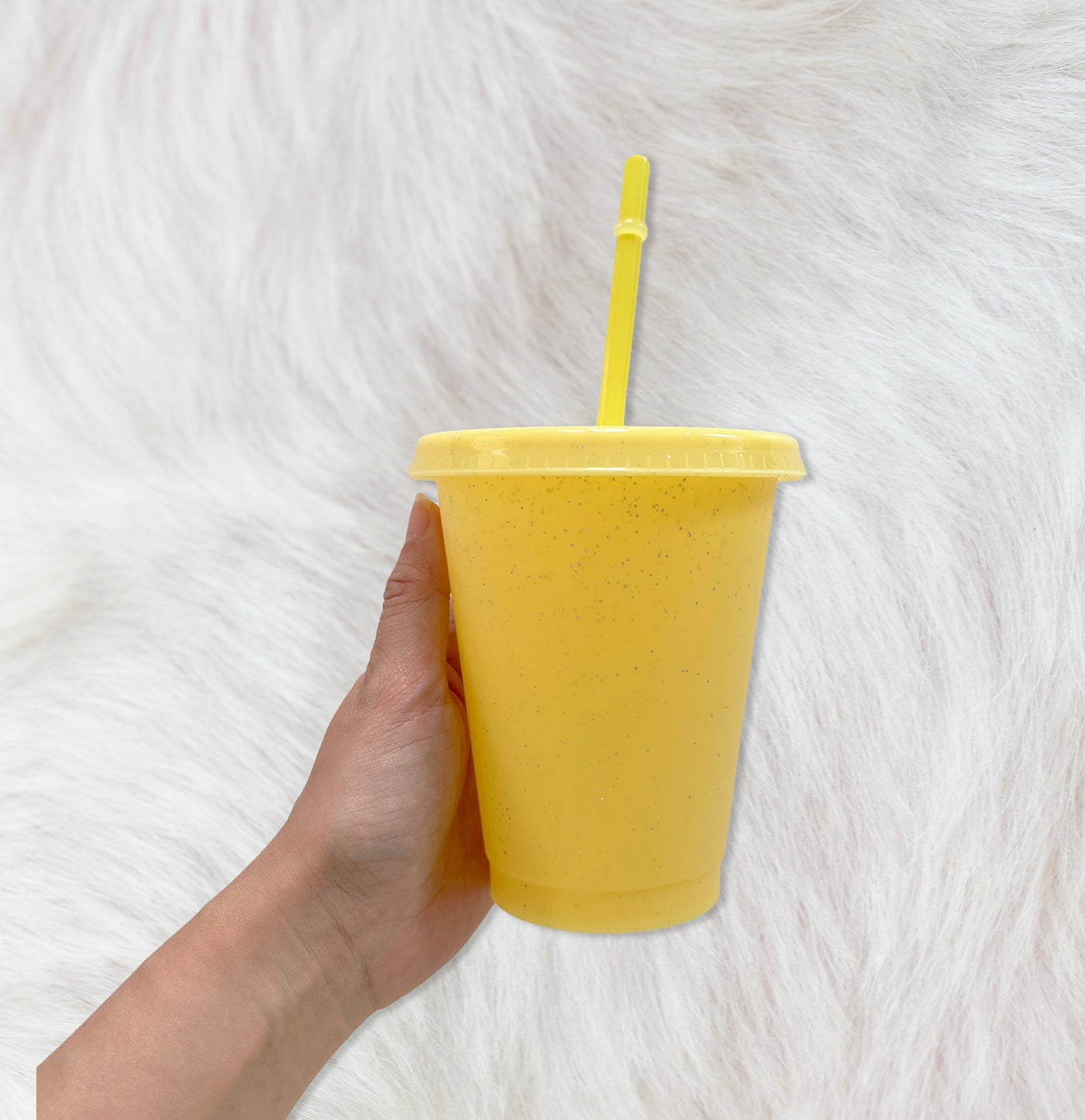 Yellow glitter 16oz - 470ml Cold Cups