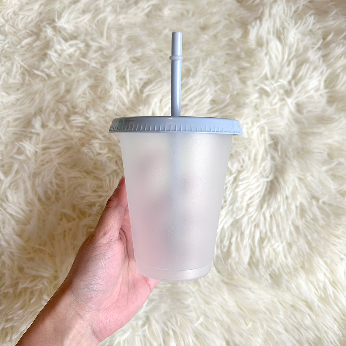 16oz Frosted cup pale blue lid cold cup tumbler - 470ml