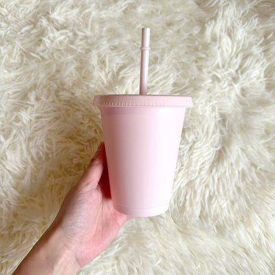 16oz pale pink cold cup tumbler - 470ml