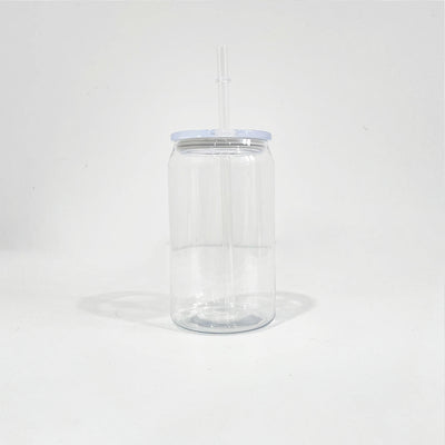 Plastic 16oz Beer Cup Clear with Clear lid and plastic straw Libbey