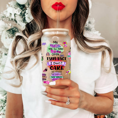 UV DTF - Fun fact I don't care - 16oz Libbey Glass Cup Wrap Only