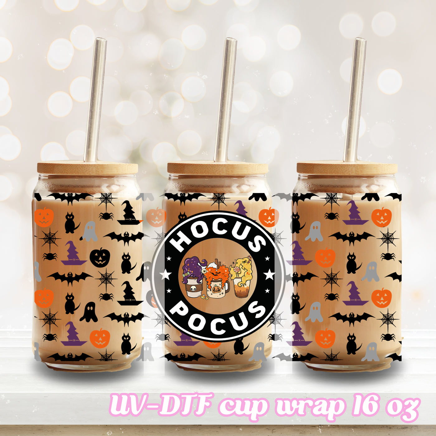 UV DTF - Hocus Pocus - 16oz Libbey Glass Cup Wrap Only