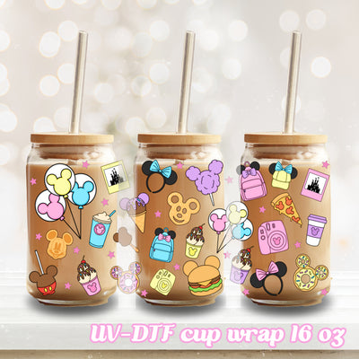 4pcs Beverage Pattern Design UV DTF Cup Wraps For 16 Oz Glass Cup, UV DTF  Cup Wraps, Cup Wraps For Glass Cups, Wraps For Cups, Glass Stickers For