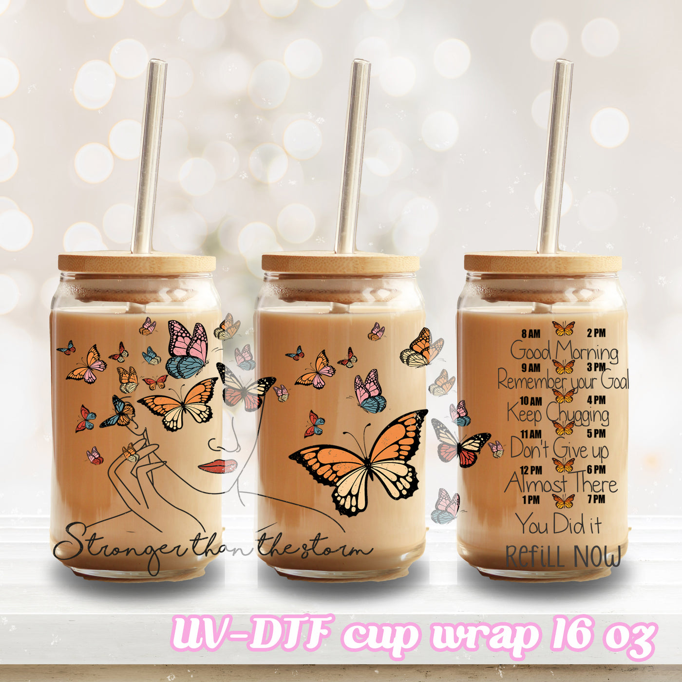 UV DTF - You did it affirmation - 16oz Libbey Glass Cup Wrap Only