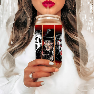 UV DTF - Horror movie - 16oz Libbey Glass Cup Wrap Only