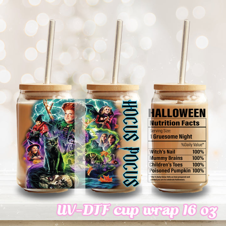 UV DTF - Witch - 16oz Libbey Glass Cup Wrap Only