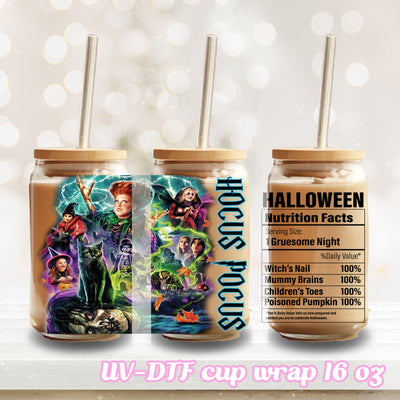 UV DTF - Witch - 16oz Libbey Glass Cup Wrap Only