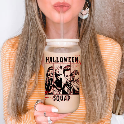 UV DTF - Halloween squad - 16oz Libbey Glass Cup Wrap Only