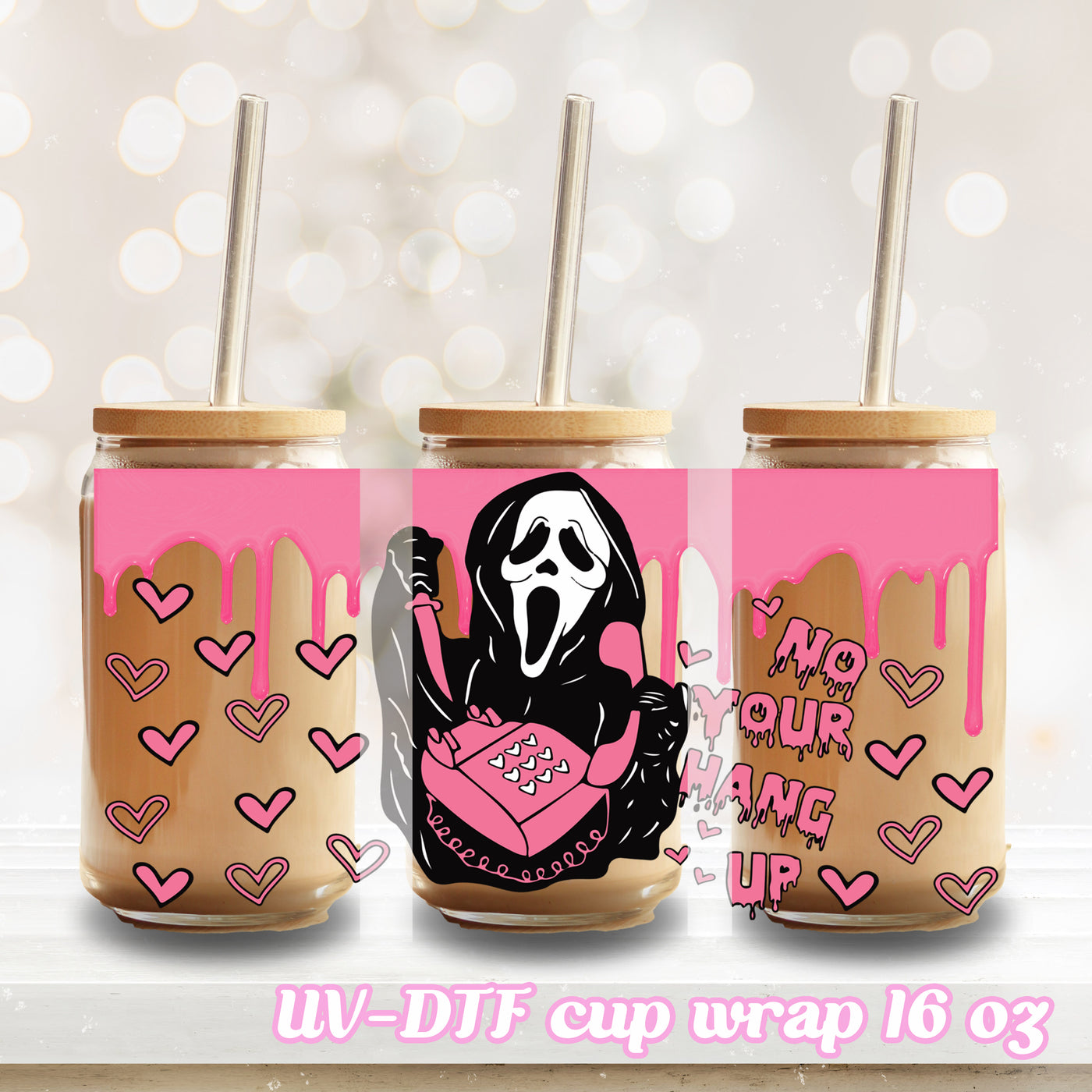UV DTF - No you hang up - 16oz Libbey Glass Cup Wrap Only