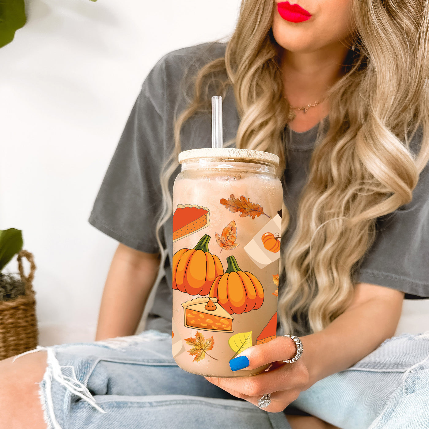 UV DTF - Pumpkin pie latte - 16oz Libbey Glass Cup Wrap Only