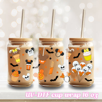 UV DTF - Halloween snack - 16oz Libbey Glass Cup Wrap Only