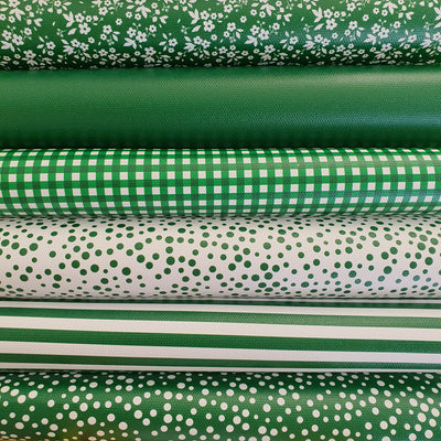 School bottle green gingham solid stripe dots flower - faux Pu Leather vinyl - canvas - choose Fabric material Sheets