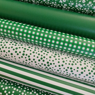 School bottle green gingham solid stripe dots flower - faux Pu Leather vinyl - canvas - choose Fabric material Sheets