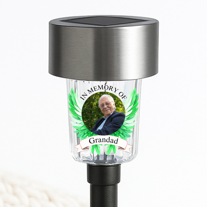 Custom UV DTF decal solar light with wing - memorial