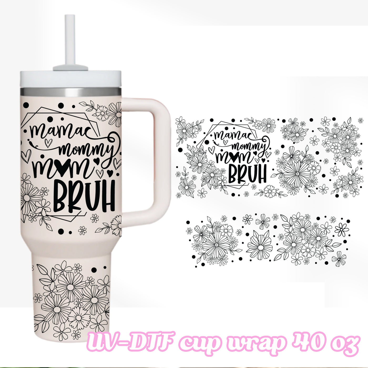 UV DTF - mom bruh - 40oz Tumbler Wrap Only