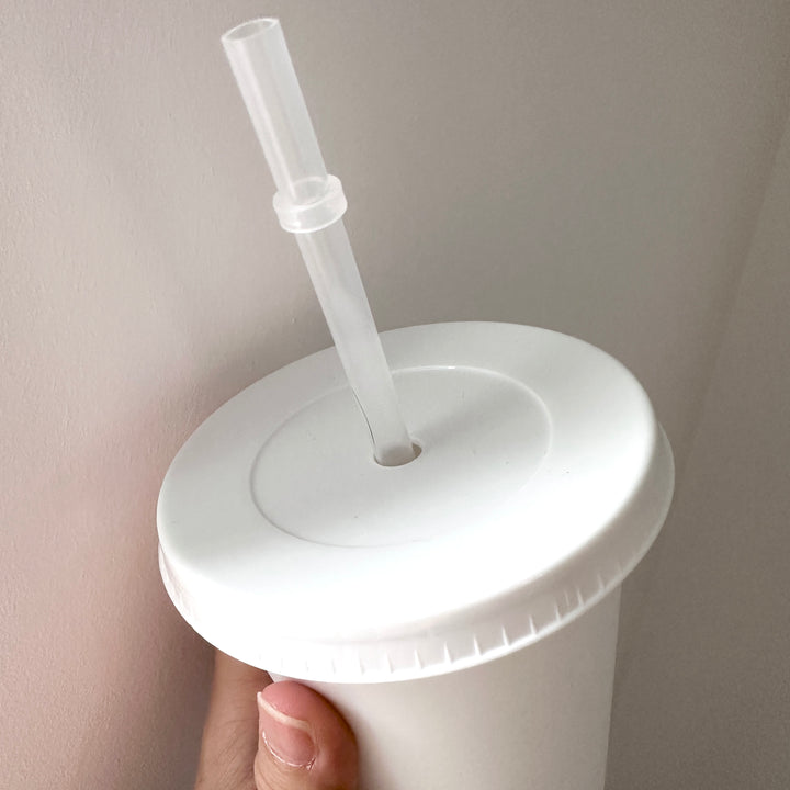 Bride White  transparent straw - Solid colour Cold cup 24oz