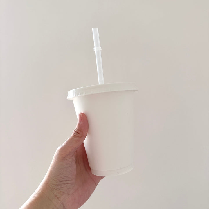 Bride White transparent straw 16oz - 470ml Cold Cups