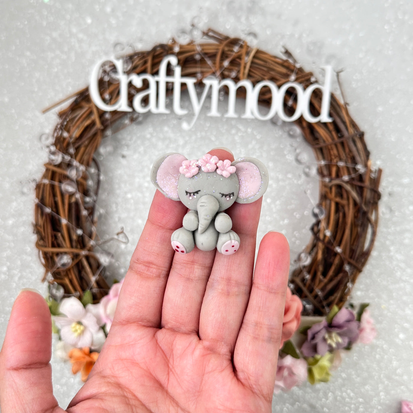 Clay Charm Embellishment - NEW ELEPHANT