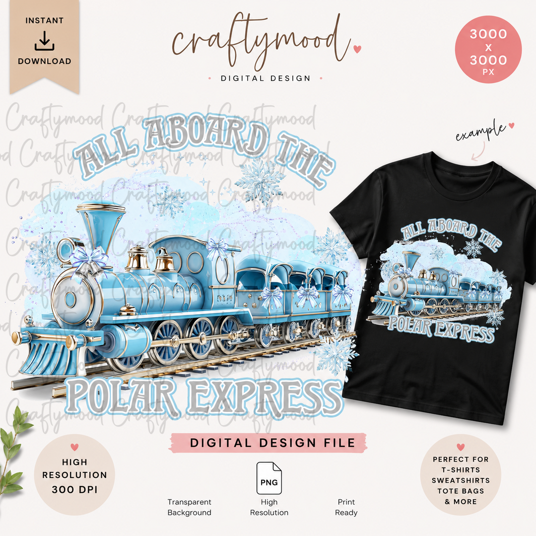 Pink Magical Christmas Train PNG - North Pole Holiday Railway - Digital Download