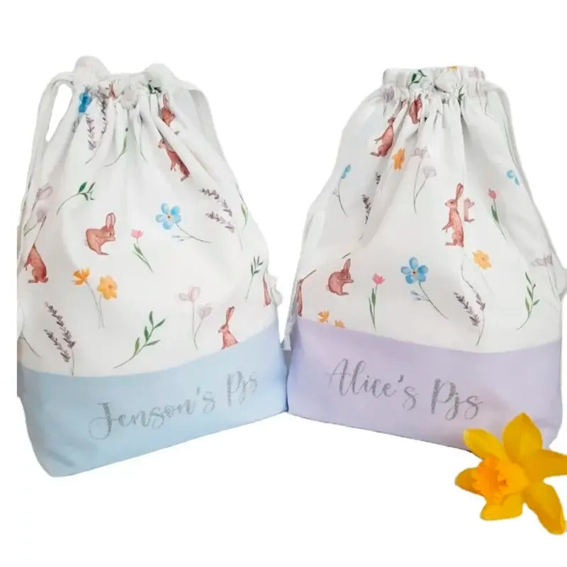 Easter bunny rabbit velvet drawstring sack - Plain