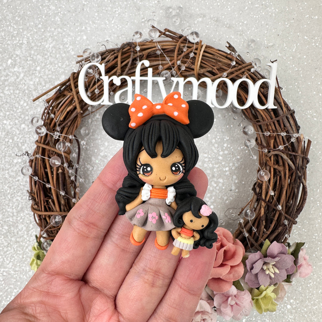 Island girl orange bow - Embellishment Clay Bow Centre