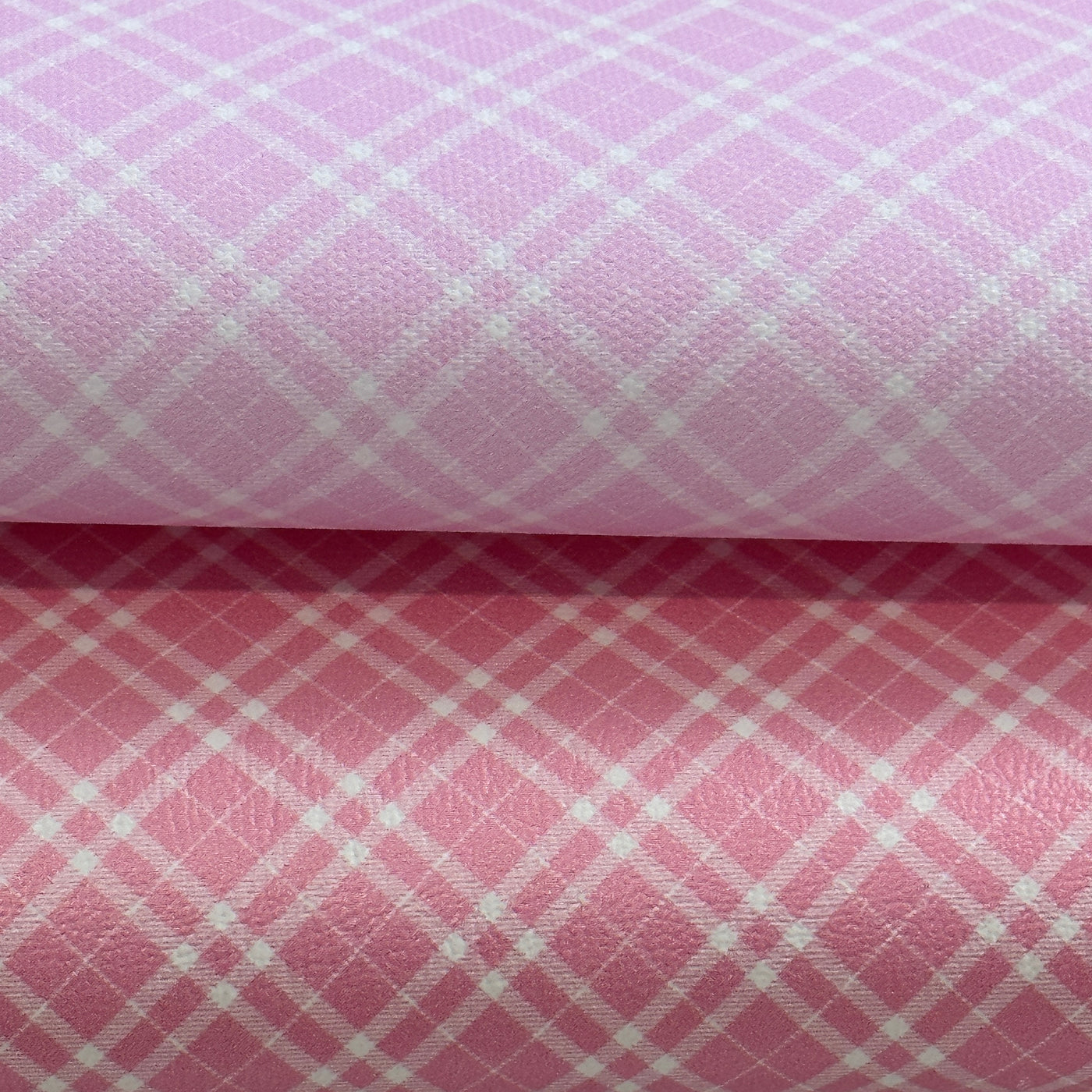 Pink tartan pattern - Pu Leatherette vinyl - canvas - choose Fabric material Sheets