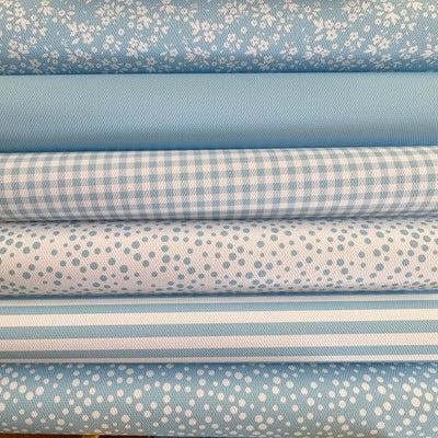 School light blue gingham solid stripe dots flower - faux Pu Leather vinyl - canvas - choose Fabric material Sheets