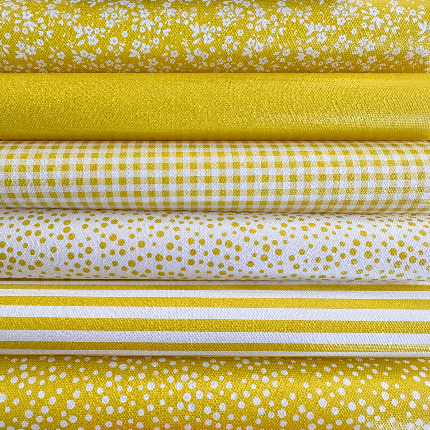 School yellow gingham solid stripe dots flower - faux Pu Leather vinyl - canvas - choose Fabric material Sheets