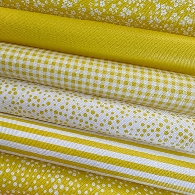School yellow gingham solid stripe dots flower - faux Pu Leather vinyl - canvas - choose Fabric material Sheets