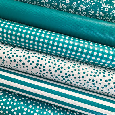 School jade green gingham solid stripe dots flower - faux Pu Leather vinyl - canvas - choose Fabric material Sheets