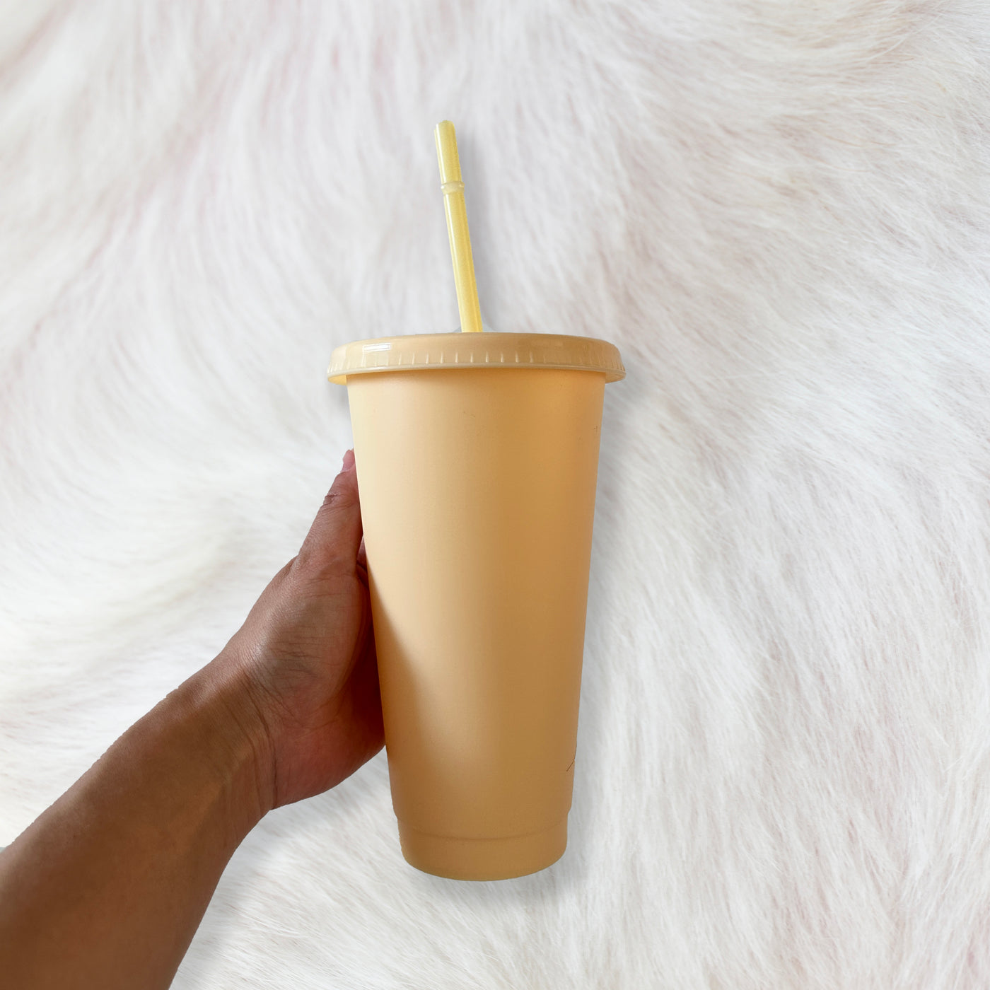 Light Peach- Solid colour Cold cup 24oz