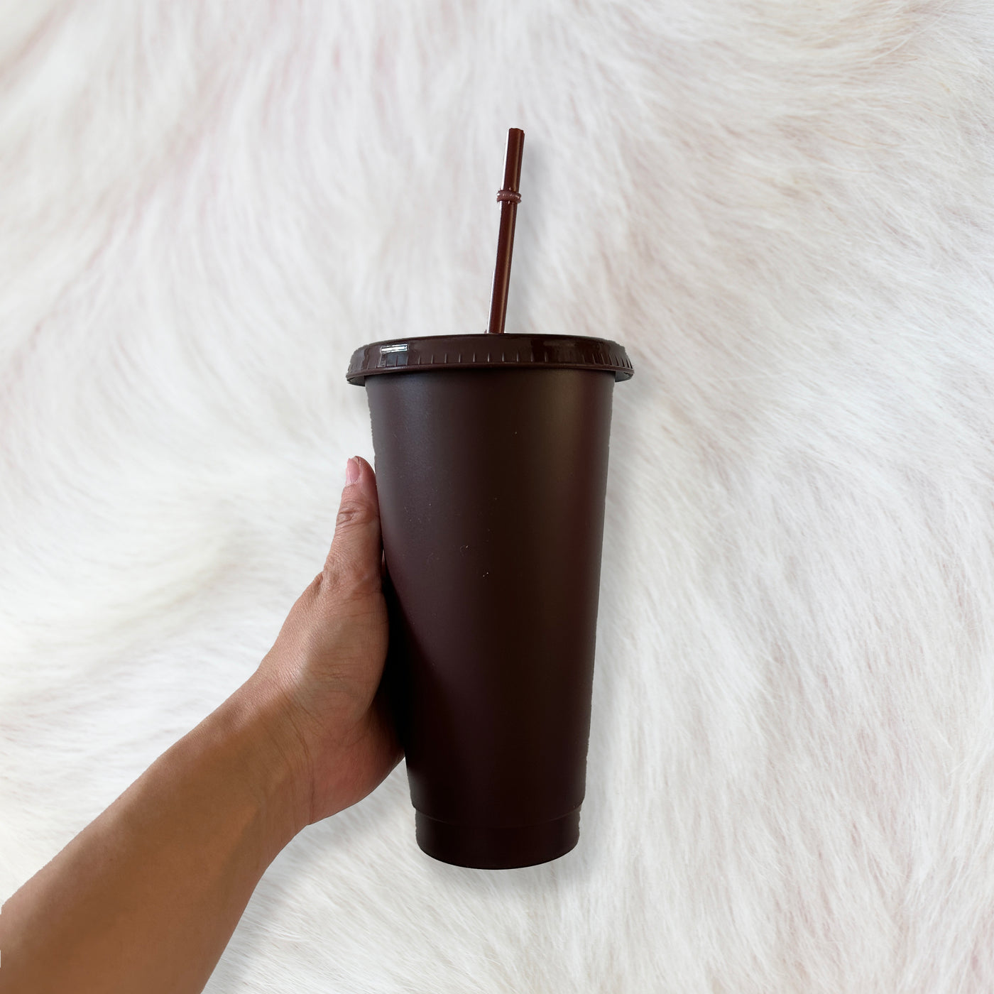 Mocca brown - Solid colour Cold cup 24oz