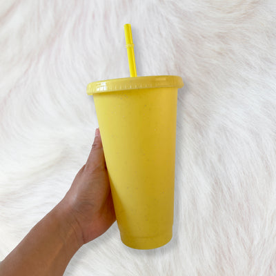 Yellow - Glitter colour Cold cup 24oz