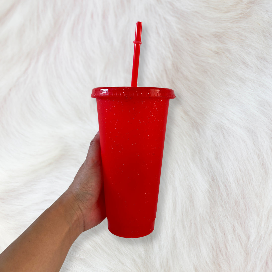 Red - Glitter colour Cold cup 24oz