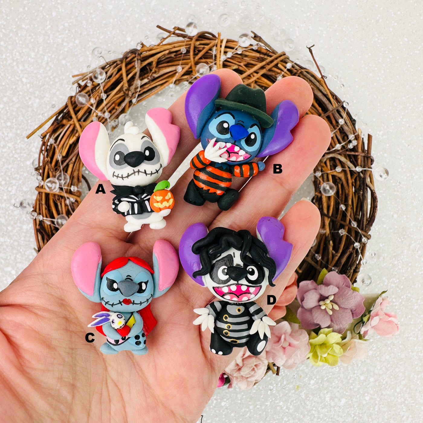 Halloween monster island friends - Handmade Flatback Clay Bow Centre