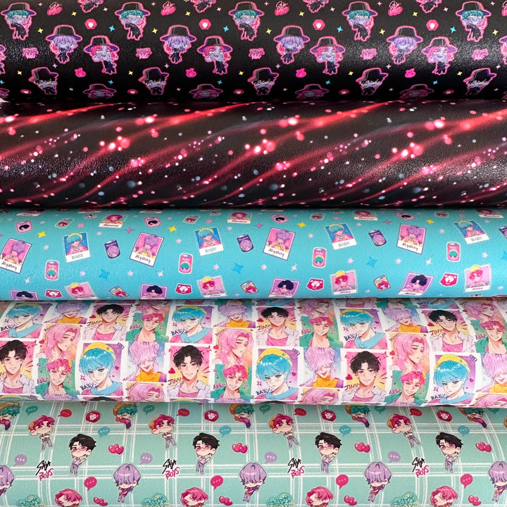 Cute boys - Kpop girls leatherette - faux Pu Leather vinyl