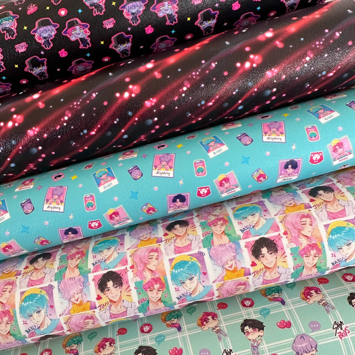 Cute boys - Kpop girls leatherette - faux Pu Leather vinyl